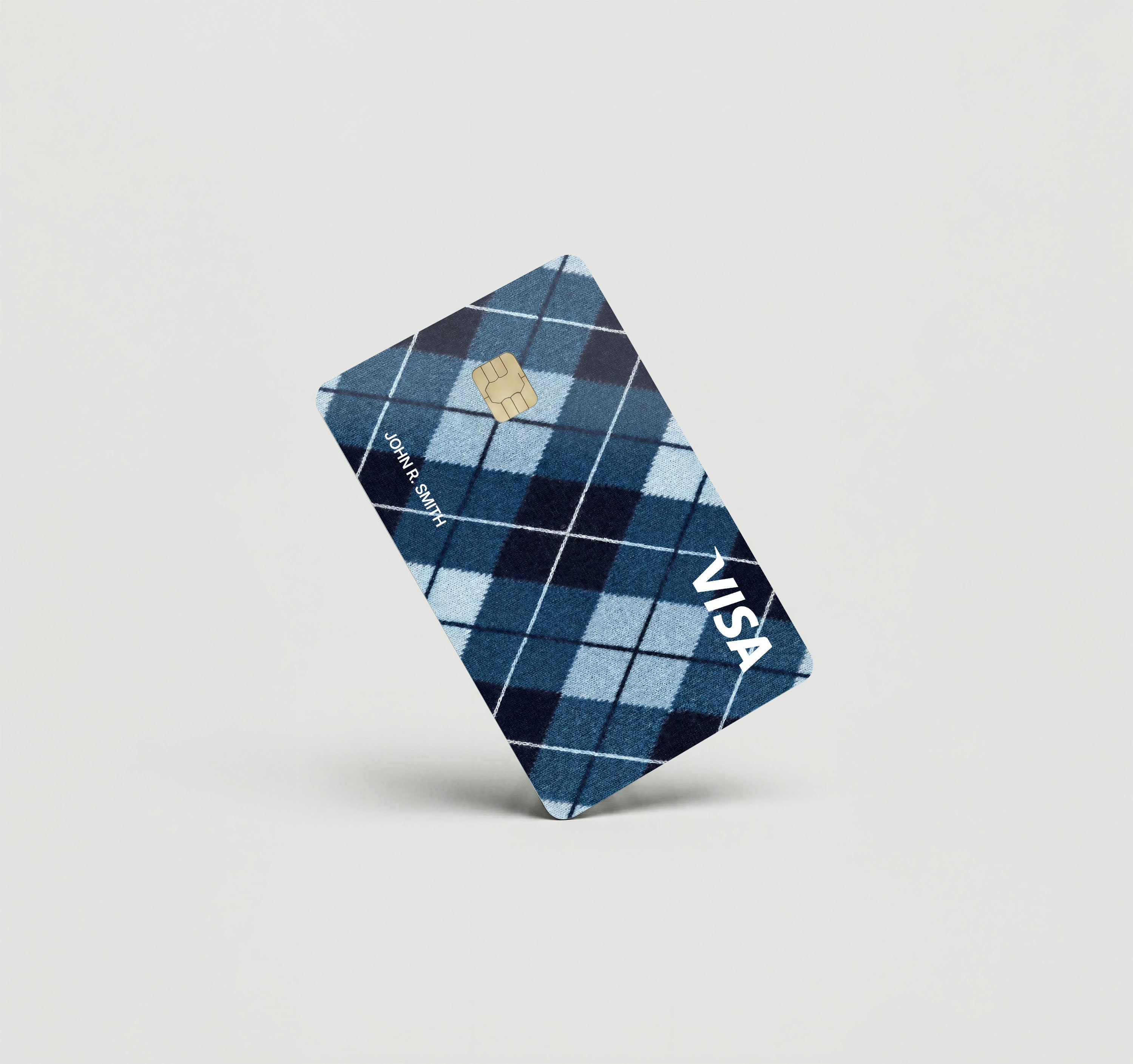 Mockup Cardskin pixacard-blue-argyle-cadrskin