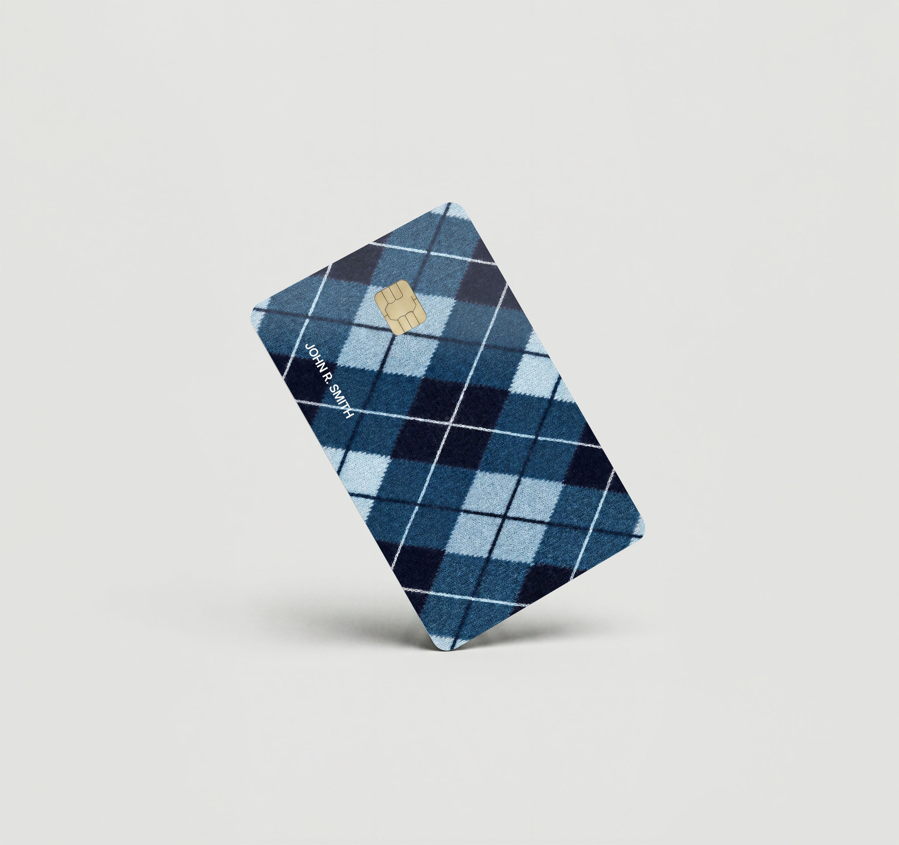 Mockup Cardskin pixacard-blue-argyle-cadrskin