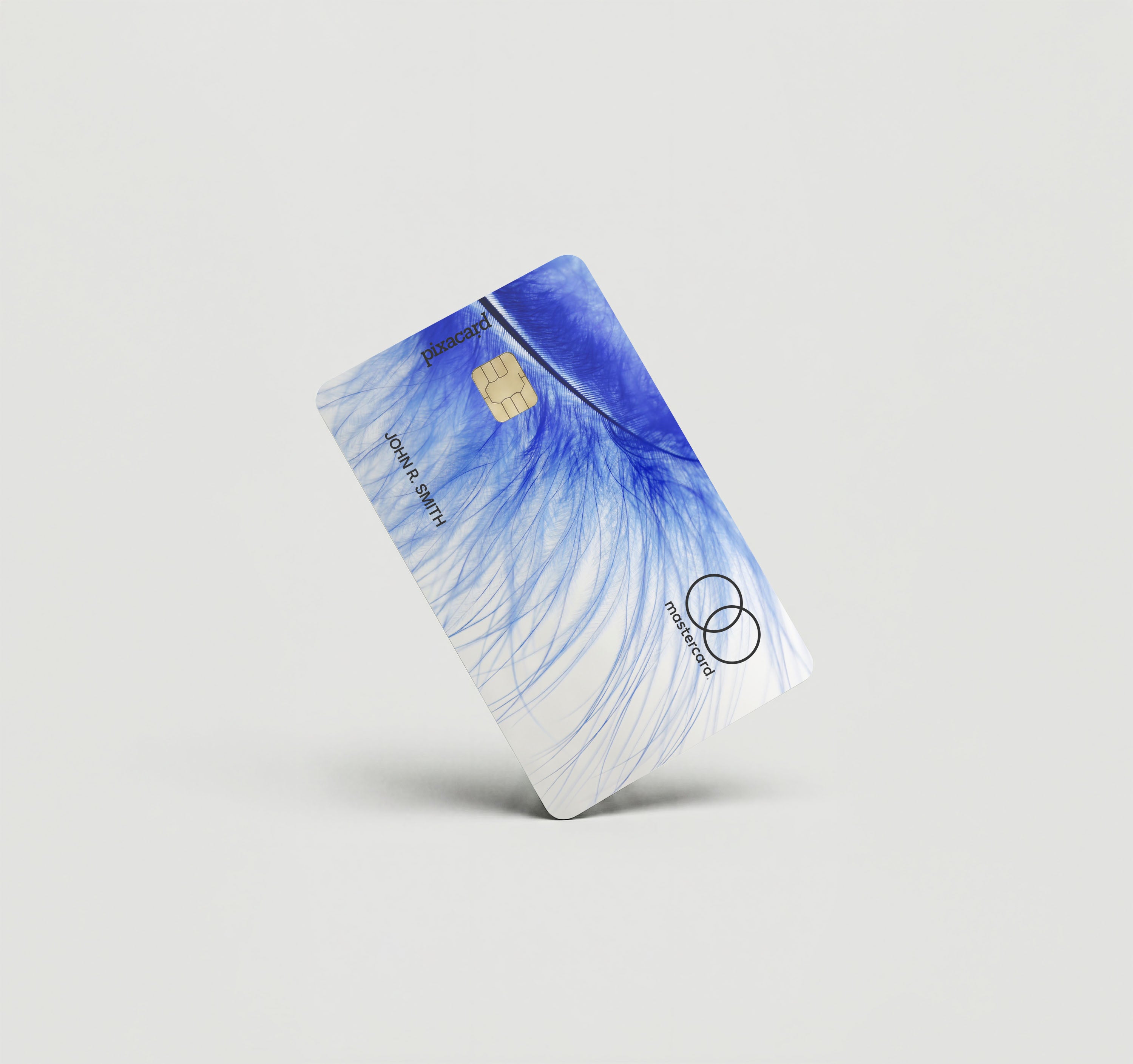 Mockup Cardskin pixacard-blue-feather-cardskin