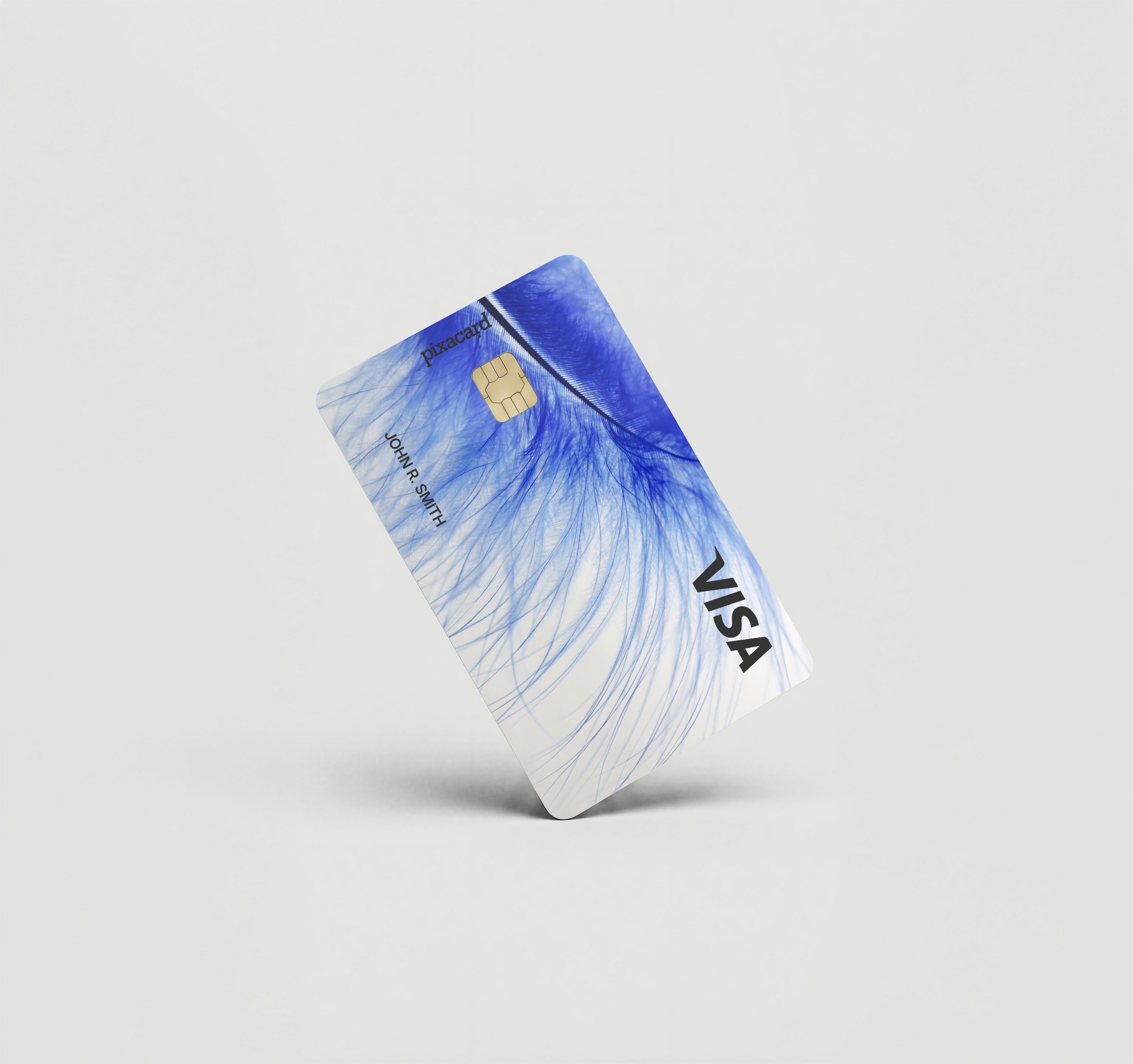 Mockup Cardskin pixacard-blue-feather-cardskin