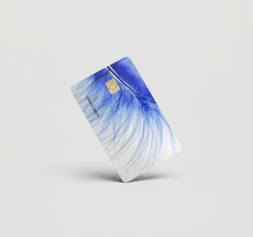 Mockup Cardskin pixacard-blue-feather-cardskin