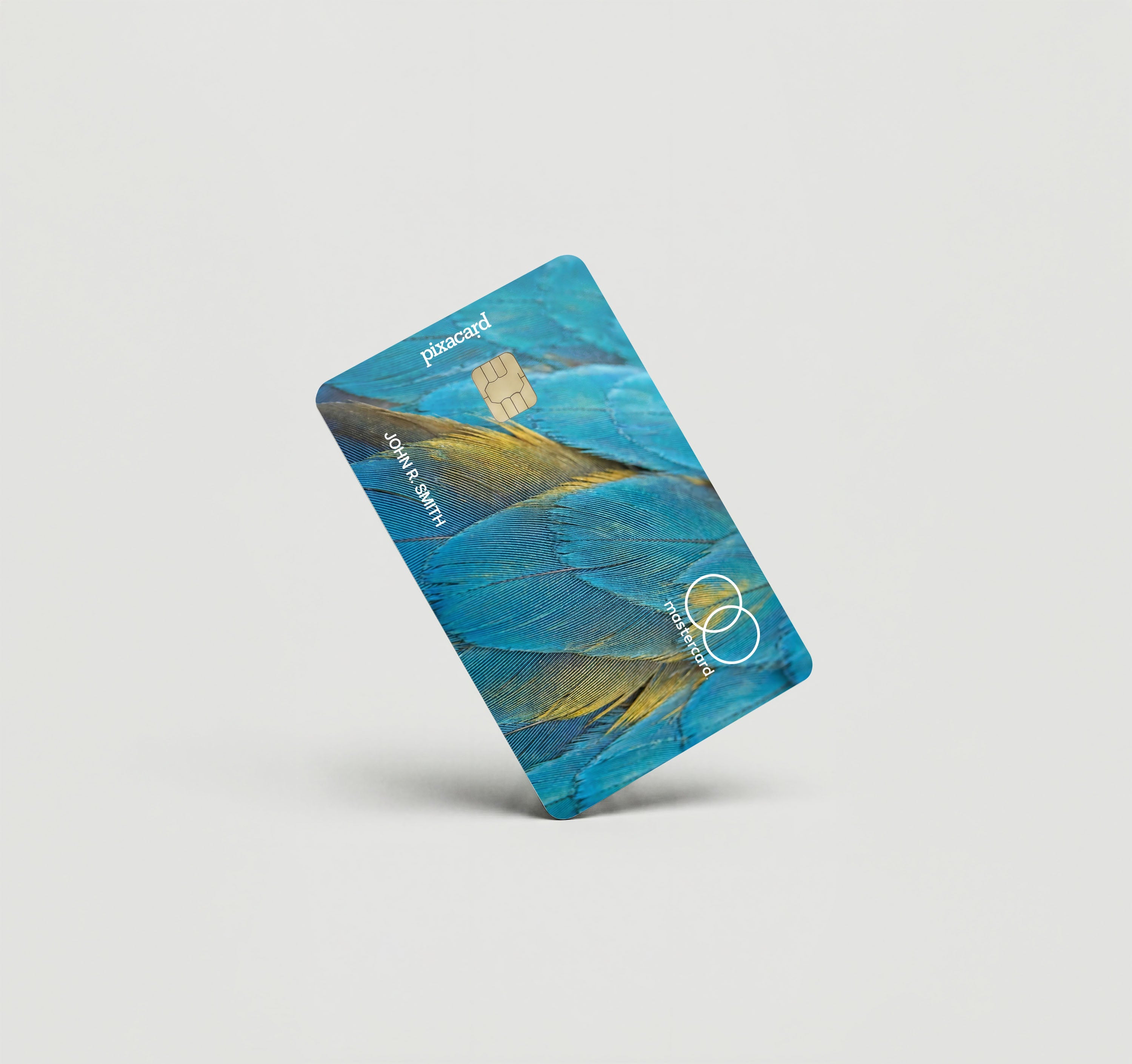 Mockup Cardskin pixacard-blue-macaw-cardskin