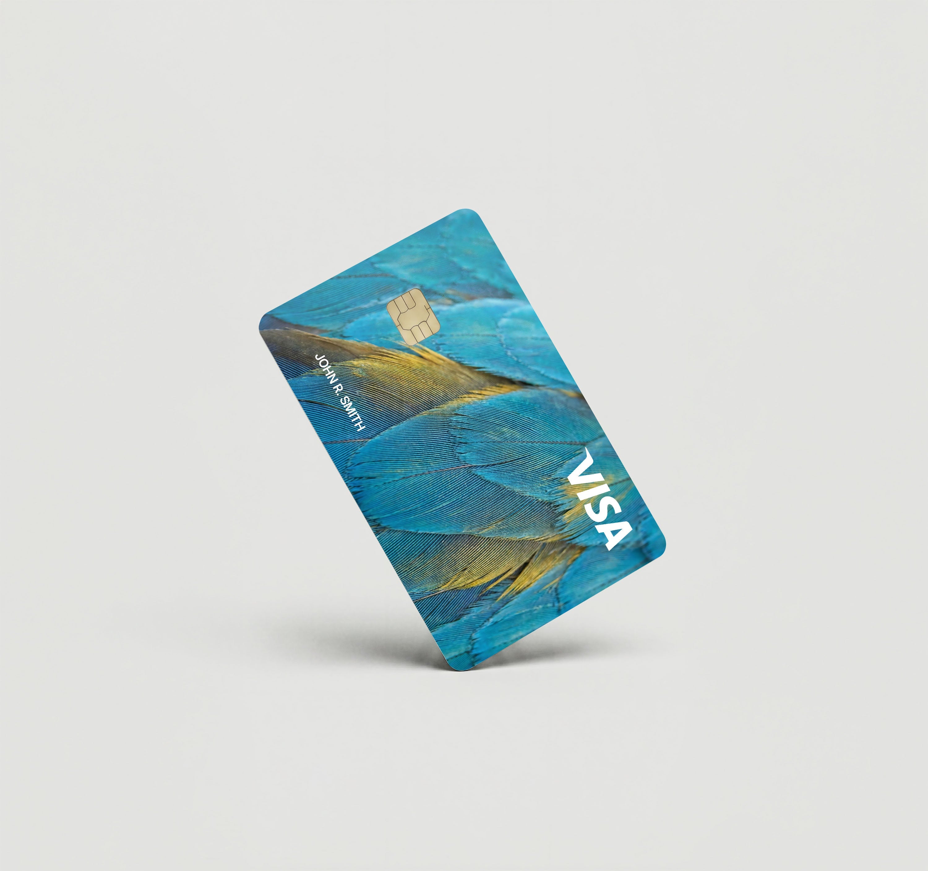 Mockup Cardskin pixacard-blue-macaw-cardskin