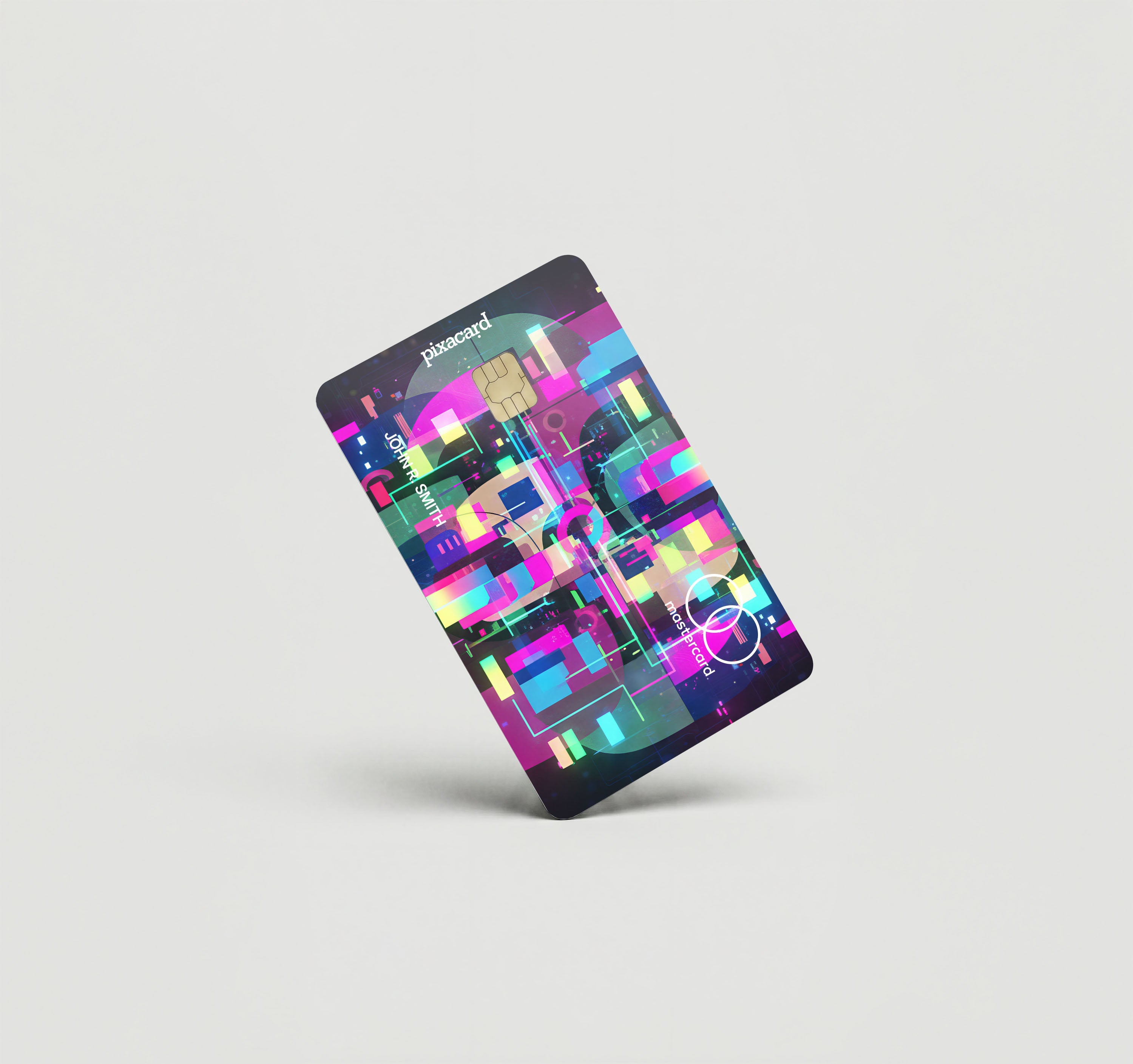 Mockup Cardskin pixacard-neon-shapes-cardskin