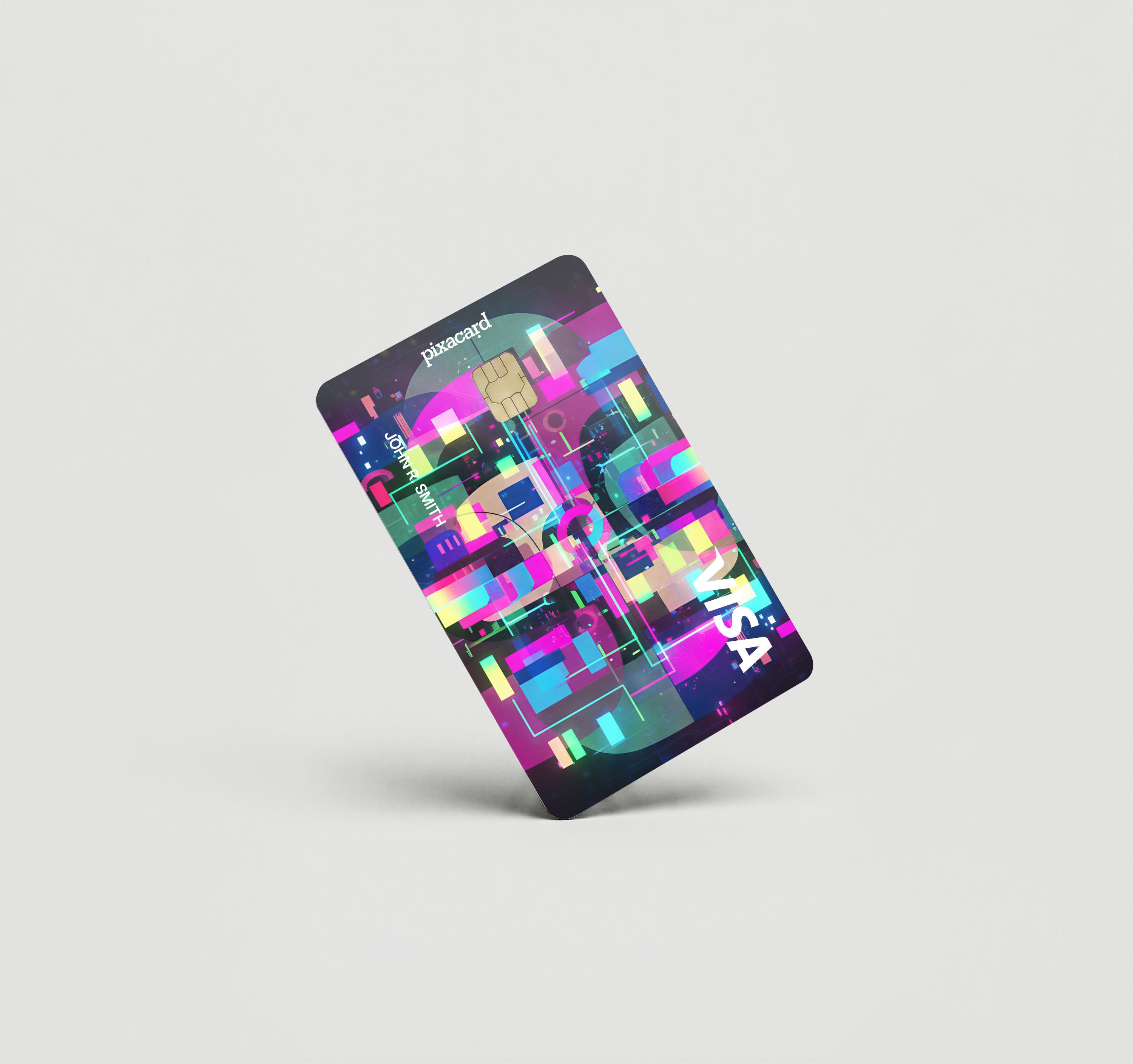 Mockup Cardskin pixacard-neon-shapes-cardskin