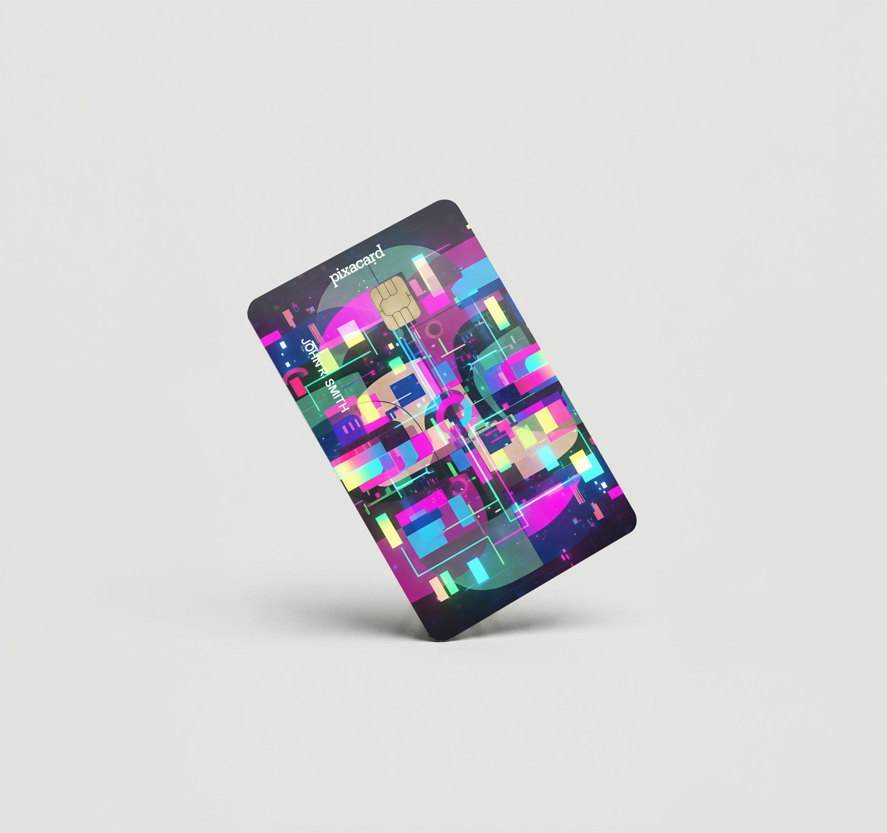 Mockup Cardskin pixacard-neon-shapes-cardskin