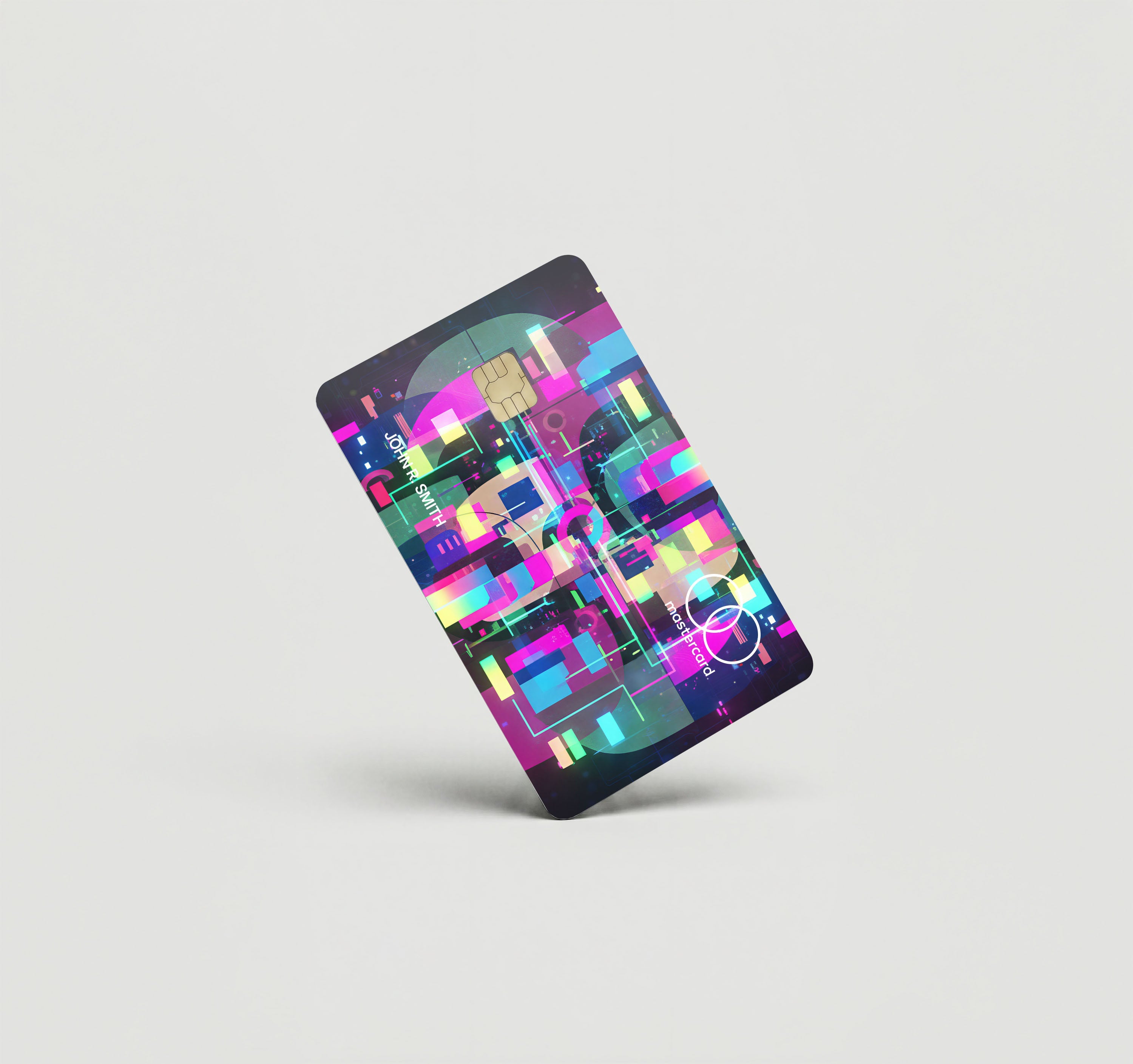 Mockup Cardskin pixacard-neon-shapes-cardskin