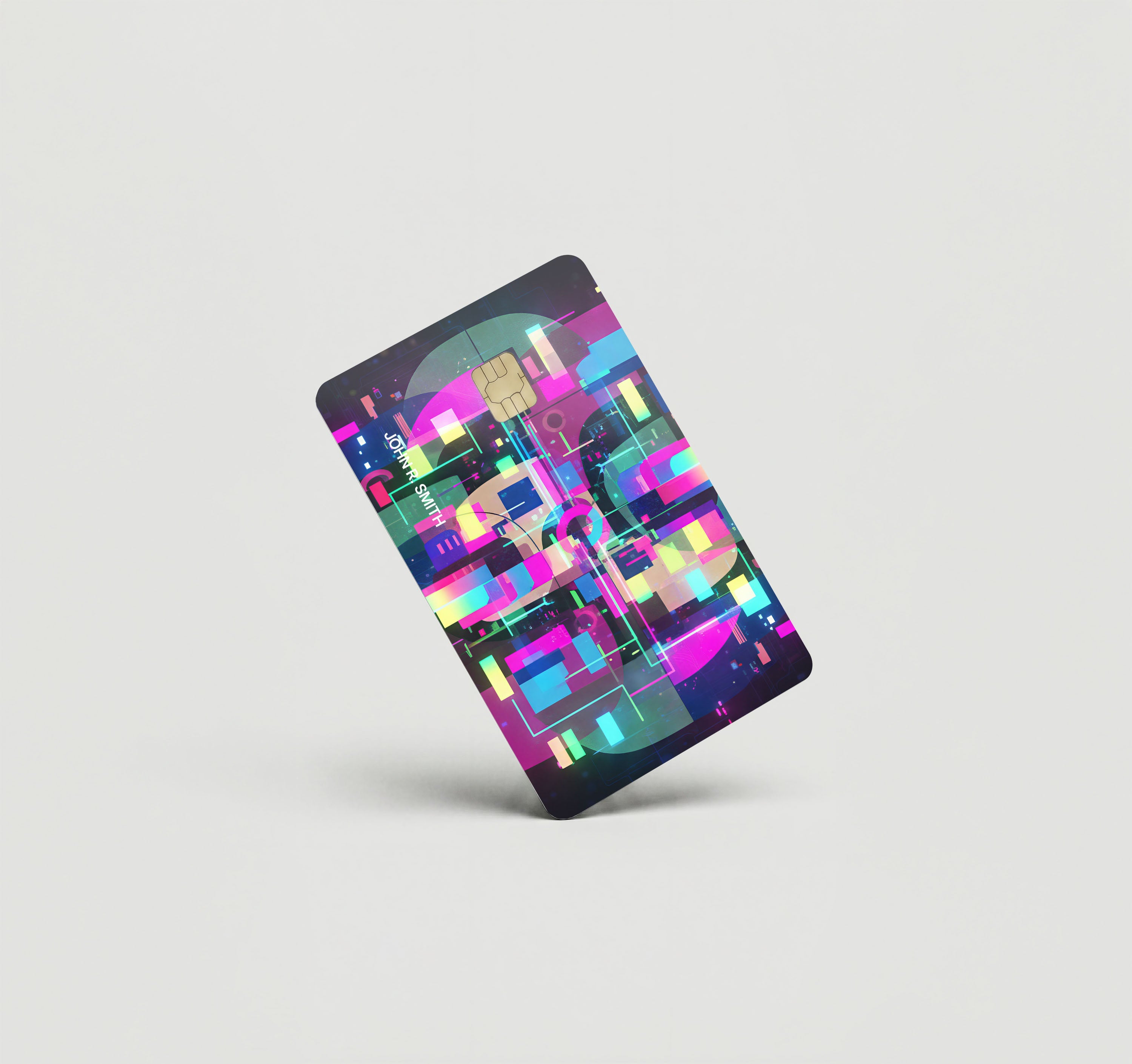 Mockup Cardskin pixacard-neon-shapes-cardskin